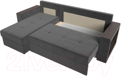 Диван угловой Лига Диванов Дубай лайт левый (велюр серый)