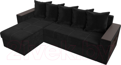 Диван угловой Лига Диванов Дубай лайт левый (велюр черный)