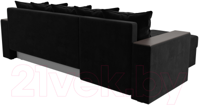 Диван угловой Лига Диванов Дубай лайт левый (велюр черный)
