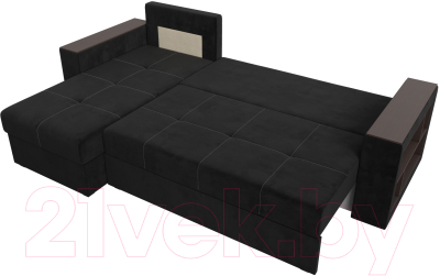Диван угловой Лига Диванов Дубай лайт левый (велюр черный)