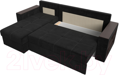 Диван угловой Лига Диванов Дубай лайт левый (велюр черный)
