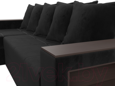 Диван угловой Лига Диванов Дубай лайт левый (велюр черный)