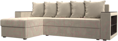 Диван угловой Лига Диванов Дубай лайт левый (микровельвет бежевый) - фото