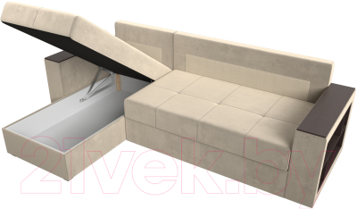 Диван угловой Лига Диванов Дубай лайт левый (микровельвет бежевый)