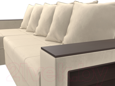 Диван угловой Лига Диванов Дубай лайт левый (микровельвет бежевый)