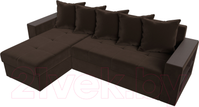Диван угловой Лига Диванов Дубай лайт левый (микровельвет коричневый)