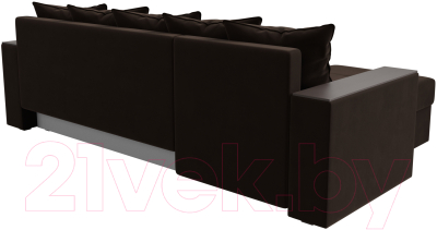 Диван угловой Лига Диванов Дубай лайт левый (микровельвет коричневый)