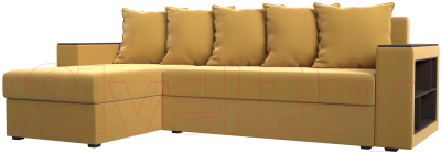 Диван угловой Лига Диванов Дубай лайт левый (микровельвет желтый) - фото