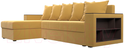 Диван угловой Лига Диванов Дубай лайт левый (микровельвет желтый)
