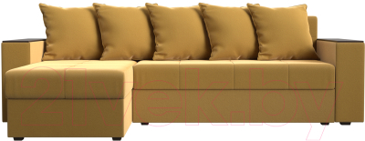 Диван угловой Лига Диванов Дубай лайт левый (микровельвет желтый)