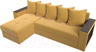 Диван угловой Лига Диванов Дубай лайт левый (микровельвет желтый)