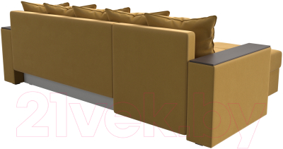 Диван угловой Лига Диванов Дубай лайт левый (микровельвет желтый)