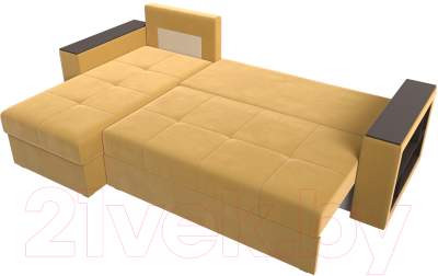 Диван угловой Лига Диванов Дубай лайт левый (микровельвет желтый)