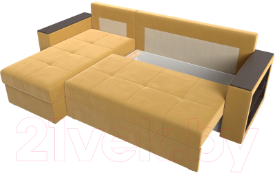 Диван угловой Лига Диванов Дубай лайт левый (микровельвет желтый)