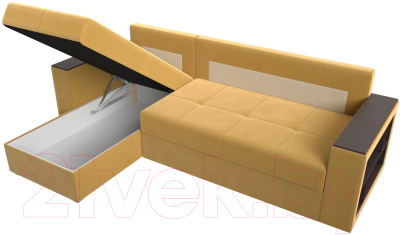 Диван угловой Лига Диванов Дубай лайт левый (микровельвет желтый)