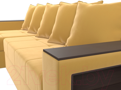 Диван угловой Лига Диванов Дубай лайт левый (микровельвет желтый)