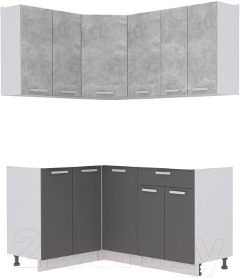 Кухонный гарнитур Интерлиния Мила Лайт 1.2x1.6 без столешницы (бетон/антрацит) - фото