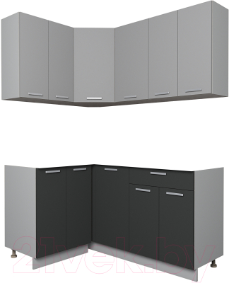Кухонный гарнитур Интерлиния Мила Лайт 1.2x1.6 без столешницы (серебристый/антрацит) - фото