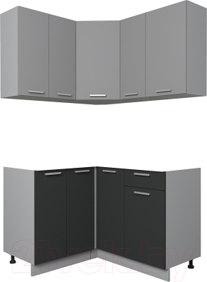 Кухонный гарнитур Интерлиния Мила Лайт 1.2x1.3 без столешницы (серебристый/антрацит) - фото