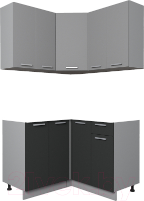 Кухонный гарнитур Интерлиния Мила Лайт 1.2x1.2 без столешницы (серебристый/антрацит) - фото