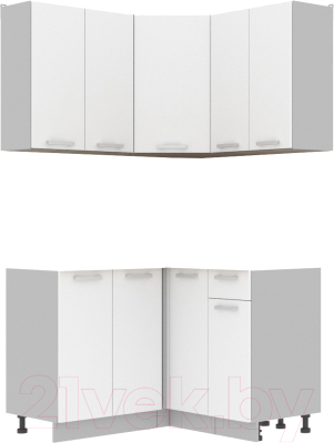 Кухонный гарнитур Интерлиния Мила Лайт 1.2x1.2 без столешницы (белый платинум) - фото