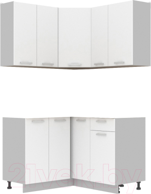 Кухонный гарнитур Интерлиния Мила Лайт 1.2x1.3 без столешницы (белый платинум) - фото