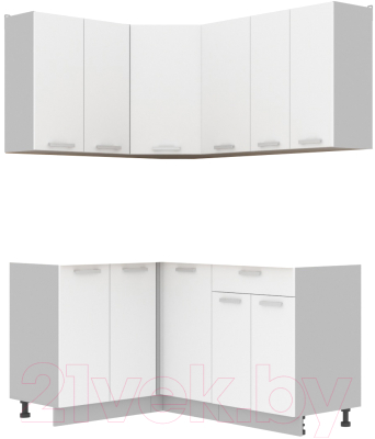 Кухонный гарнитур Интерлиния Мила Лайт 1.2x1.6 без столешницы (белый платинум) - фото