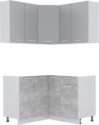 Кухонный гарнитур Интерлиния Мила Лайт 1.2x1.3 без столешницы (серебристый/бетон) - фото