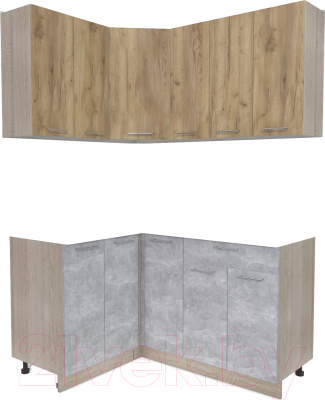 Кухонный гарнитур Интерлиния Мила Лайт 1.2x1.5 без столешницы (дуб золотой/бетон) - фото