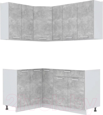 Кухонный гарнитур Интерлиния Мила Лайт 1.2x1.7 без столешницы (бетон) - фото