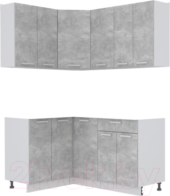 Кухонный гарнитур Интерлиния Мила Лайт 1.2x1.6 без столешницы (бетон) - фото