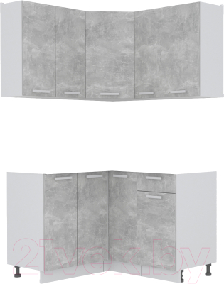 Кухонный гарнитур Интерлиния Мила Лайт 1.2x1.3 без столешницы (бетон) - фото