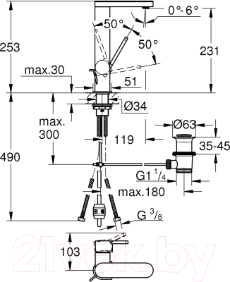 Смеситель GROHE Plus L-Size 23843003