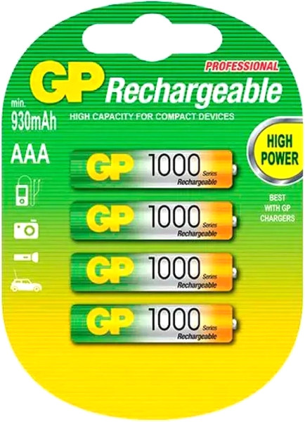 Комплект аккумуляторов GP Batteries ААА Ni-MH 1000mAh / GP100AAAHC-5DECRC4 - фото