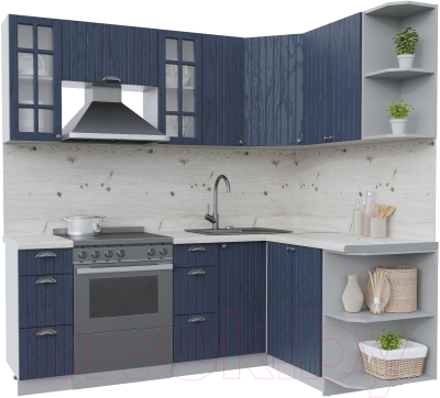 Кухонный гарнитур Интерлиния Берес 1.5x2.1 правая (дуб королевский/бискайская сосна) - фото