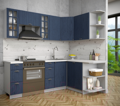 Кухонный гарнитур Интерлиния Берес 1.5x2.2 правая (дуб королевский/бискайская сосна)