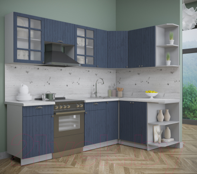 Кухонный гарнитур Интерлиния Берес 1.5x2.5 правая (дуб королевский/бискайская сосна)