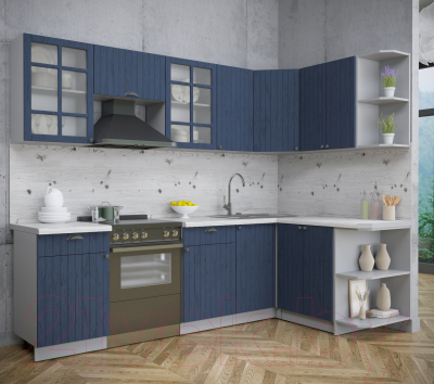 Кухонный гарнитур Интерлиния Берес 1.5x2.6 правая (дуб королевский/бискайская сосна)