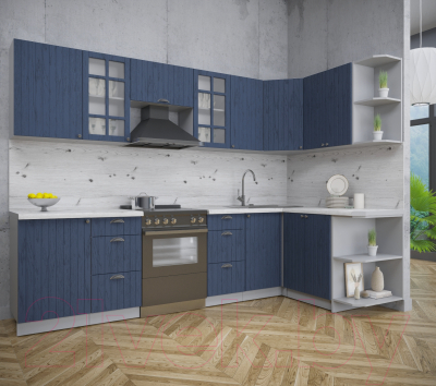 Кухонный гарнитур Интерлиния Берес 1.5x2.9 правая (дуб королевский/бискайская сосна)