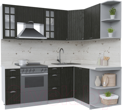 Кухонный гарнитур Интерлиния Берес 1.5x2.1 правая (дуб английский/бискайская сосна) - фото