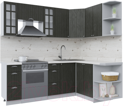 Кухонный гарнитур Интерлиния Берес 1.5x2.2 правая (дуб английский/бискайская сосна) - фото