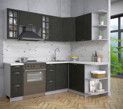 Кухонный гарнитур Интерлиния Берес 1.5x2.2 правая (дуб английский/бискайская сосна)