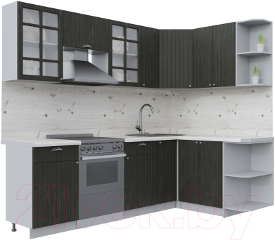 Кухонный гарнитур Интерлиния Берес 1.5x2.5 правая (дуб английский/бискайская сосна) - фото