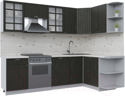 Кухонный гарнитур Интерлиния Берес 1.5x2.6 правая (дуб английский/бискайская сосна) - фото