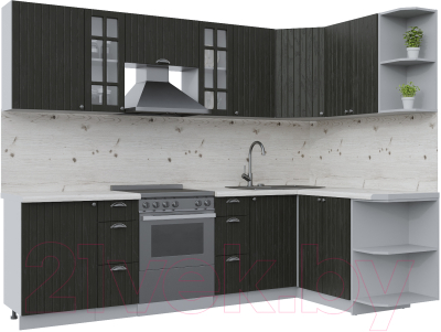 Кухонный гарнитур Интерлиния Берес 1.5x2.7 правая (дуб английский/бискайская сосна) - фото