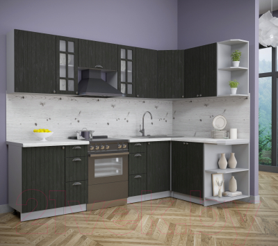 Кухонный гарнитур Интерлиния Берес 1.5x2.7 правая (дуб английский/бискайская сосна)