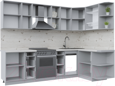Кухонный гарнитур Интерлиния Берес 1.5x2.7 правая (дуб английский/бискайская сосна)
