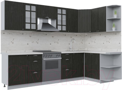 Кухонный гарнитур Интерлиния Берес 1.5x2.9 правая (дуб английский/бискайская сосна) - фото