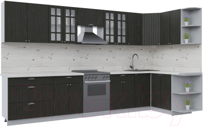 Кухонный гарнитур Интерлиния Берес 1.5x3.6 правая (дуб английский/бискайская сосна) - фото