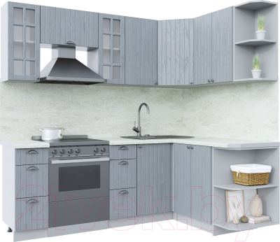 Кухонный гарнитур Интерлиния Берес 1.5x2.2 правая (дуб серый/опал светлый) - фото